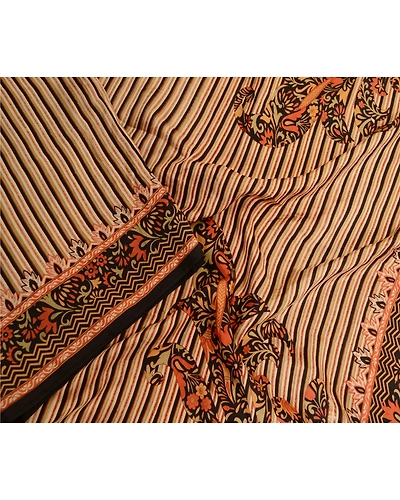 Sanskriti Vintage Sarees Multi Pure Silk Printed Sari Floral Soft Craft Fabric, PR-63344-Multi-Pure Silk-1