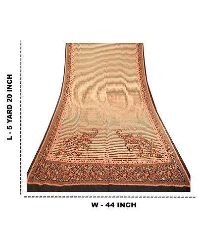Sanskriti Vintage Sarees Multi Pure Silk Printed Sari Floral Soft Craft Fabric, PR-63344-Multi-Pure Silk-8
