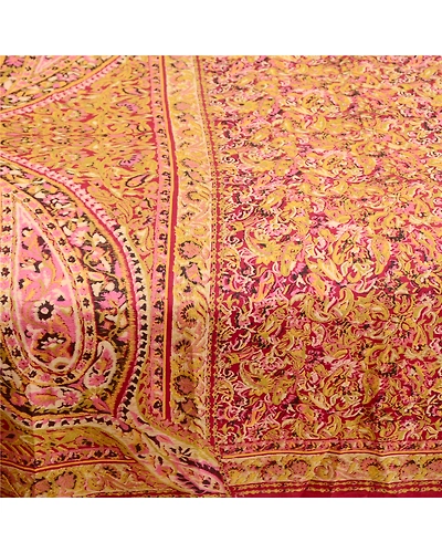 Sanskriti Vintage Sarees Red 100% Pure Silk Printed Sari 5Yd Soft Craft Fabric, PR-63366-Red-Pure Silk-4