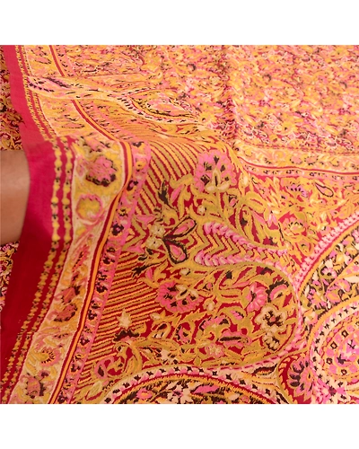 Sanskriti Vintage Sarees Red 100% Pure Silk Printed Sari 5Yd Soft Craft Fabric, PR-63366-Red-Pure Silk-6