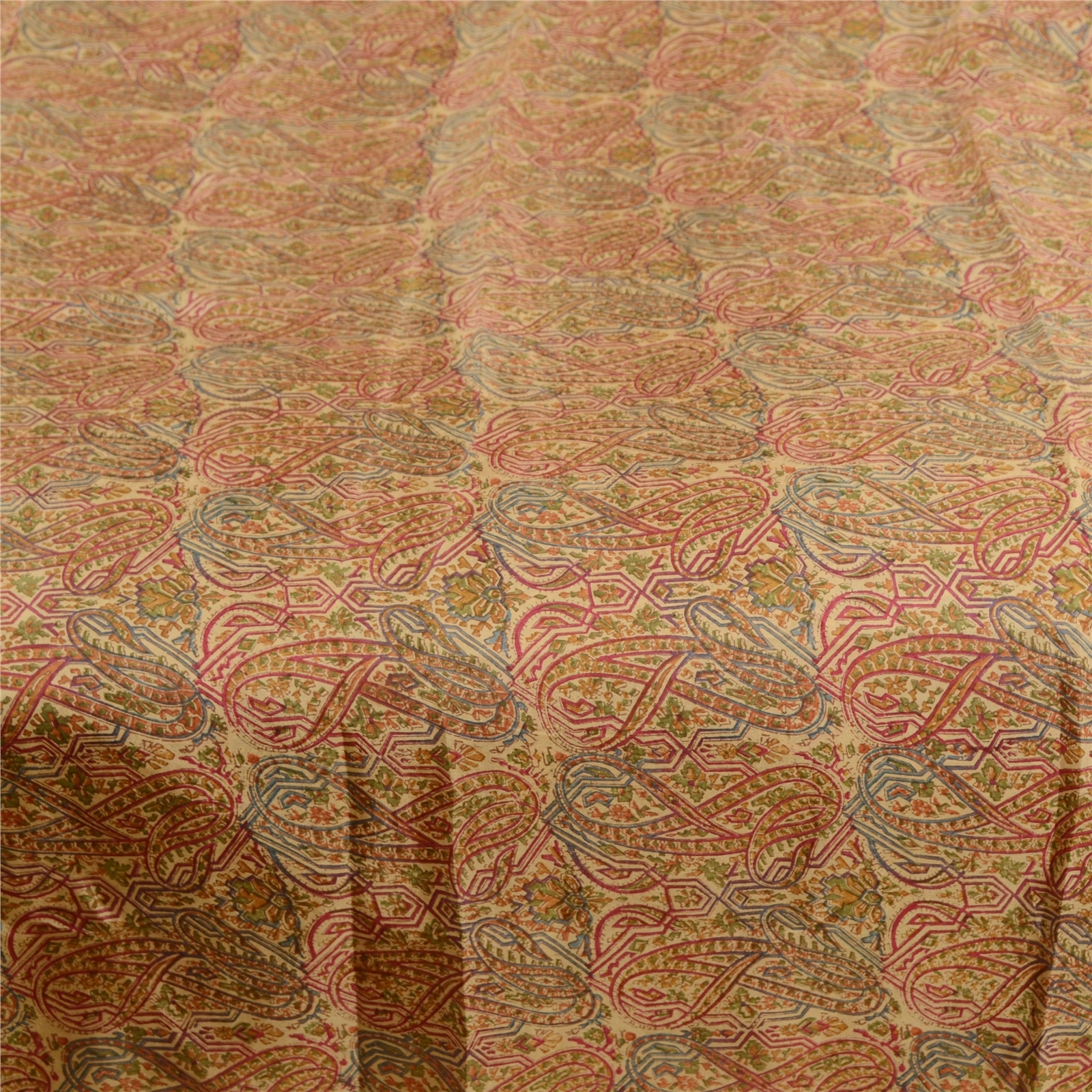 Sanskriti Vintage Sarees Multi From India Pure Silk Printed Sari Craft Fabric, PR-63384-Multi-Pure Silk-4