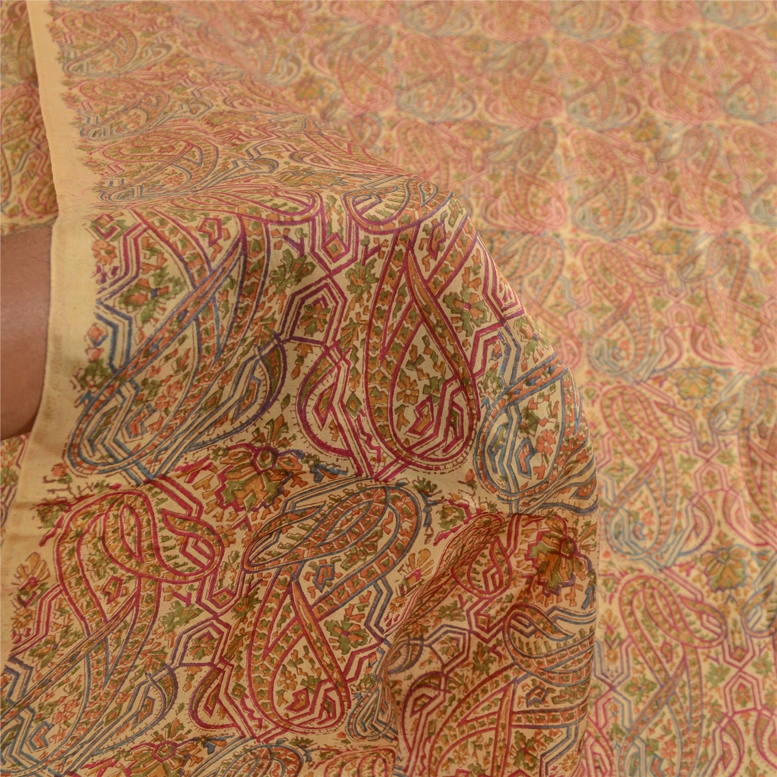 Sanskriti Vintage Sarees Multi From India Pure Silk Printed Sari Craft Fabric, PR-63384-Multi-Pure Silk-6