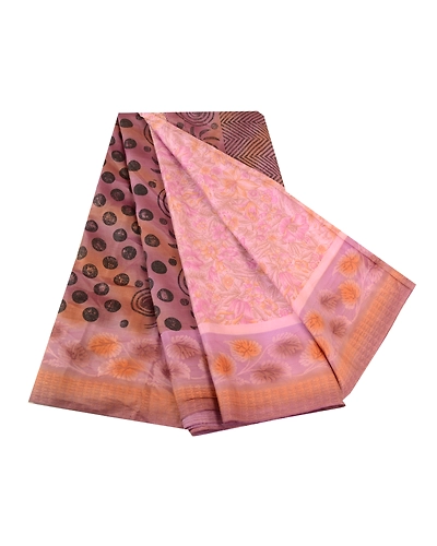 Sanskriti Vintage Sarees Mauve Indian Printed Pure Silk Sari Soft Craft Fabric, PR-63386-Mauve-Pure Silk-6