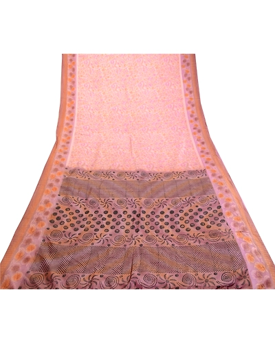 Sanskriti Vintage Sarees Mauve Indian Printed Pure Silk Sari Soft Craft Fabric, PR-63386-Mauve-Pure Silk-7