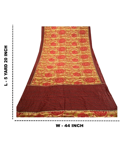 Sanskriti Vintage Sarees Indian Green Printed Pure Silk Sari Soft Craft Fabric, PR-63398-Green-Pure Silk-8