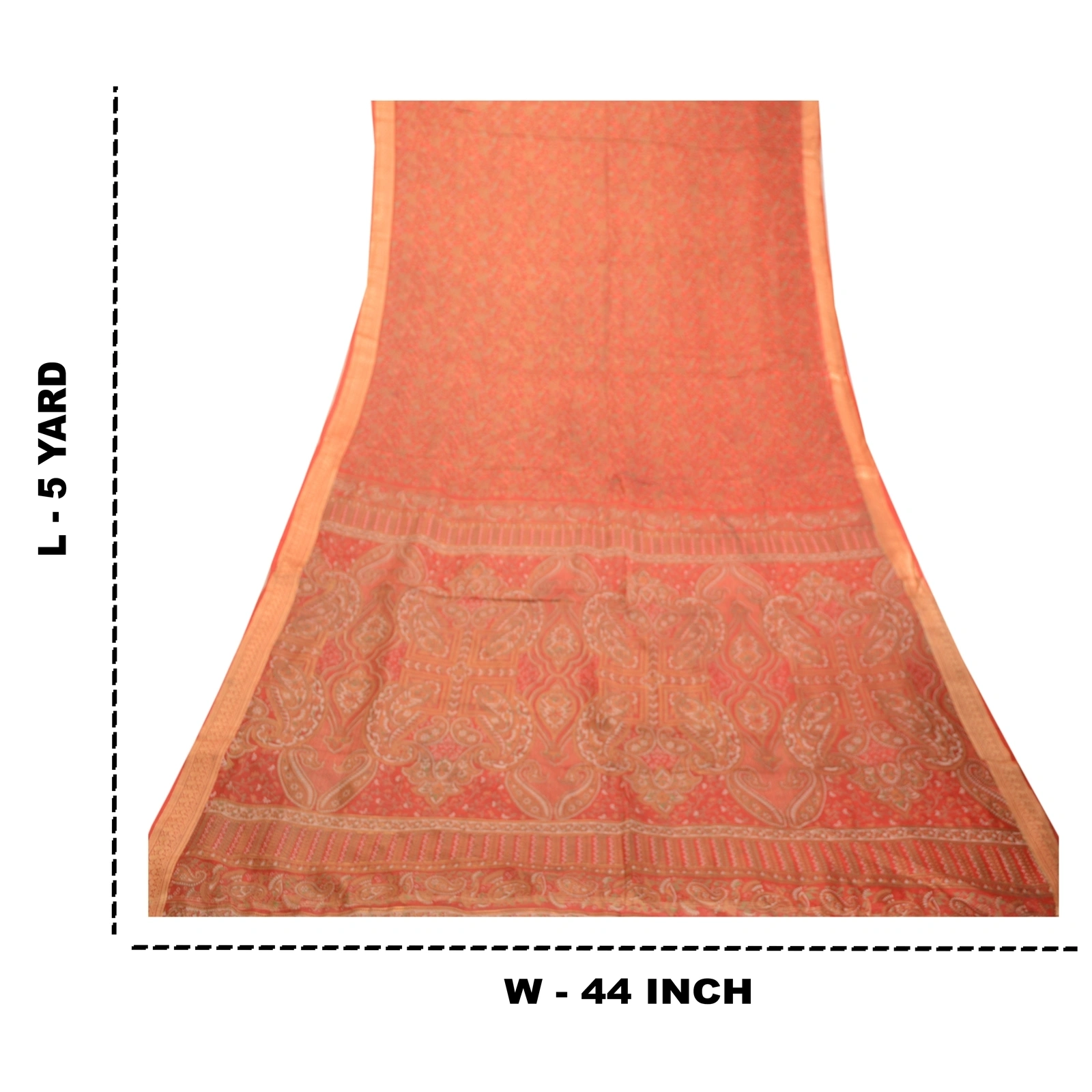 Sanskriti Vintage Sarees Red From India Printed Pure Silk Sari Soft Craft Fabric, PR-63400-Red-Pure Silk-8