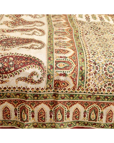 Sanskriti Vintage Sarees Ivory Indian Pure Silk Printed Sari Floral Craft Fabric, PR-63406-Ivory-Pure Silk-3