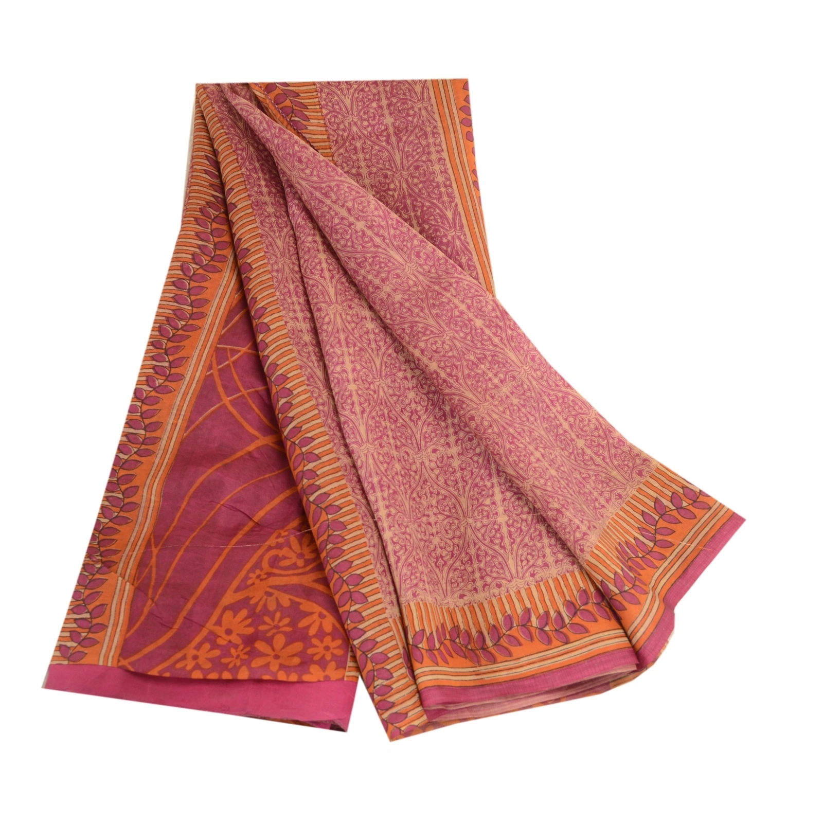 Sanskriti Vintage Sarees Purple From India Pure Silk Printed Sari Craft Fabric, PR-63423-Purple-Pure Silk-6