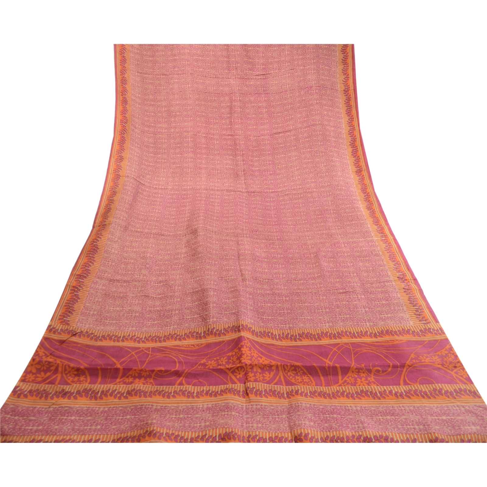 Sanskriti Vintage Sarees Purple From India Pure Silk Printed Sari Craft Fabric, PR-63423-Purple-Pure Silk-7