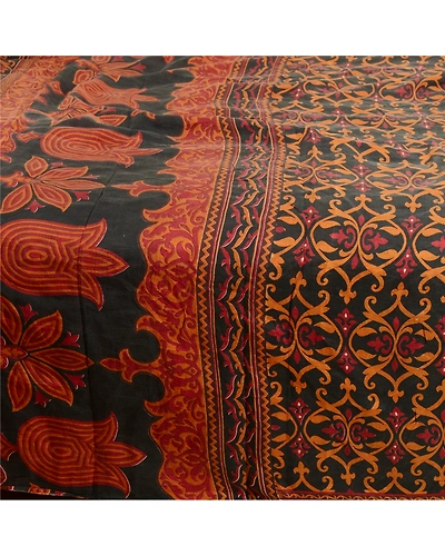 Sanskriti Vintage Sarees From India Black Pure Silk Printed Sari Craft Fabric, PR-63454-Black-Pure Silk-3