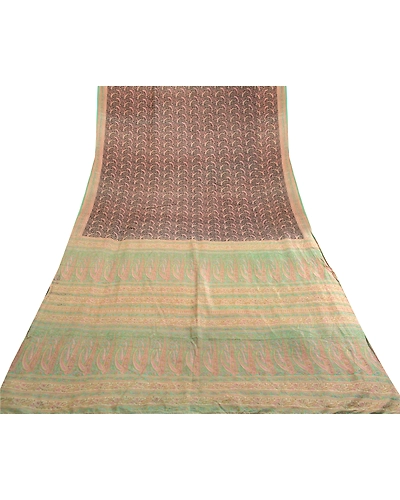 Sanskriti Vintage Sarees Black Printed 100% Pure Silk Sari Floral Craft Fabric, PR-63470-Black-Pure Silk-7