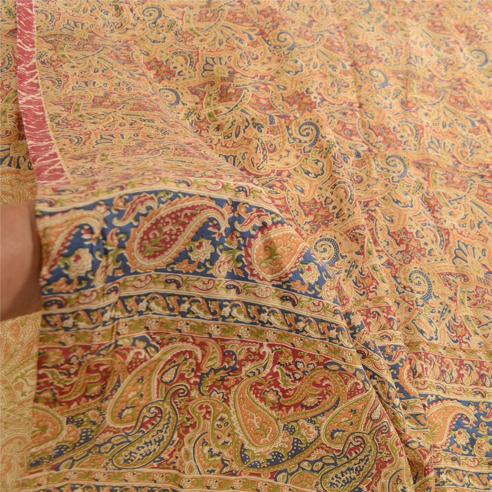 Sanskriti Vintage Sarees Multi Indian Pure Silk Printed Sari Floral Craft Fabric, PR-63484-Multi-Pure Silk-5