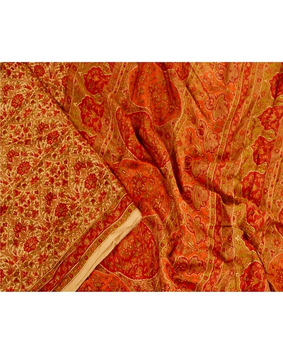 Sanskriti Vintage Sarees Brown 100% Pure Silk Printed Sari Craft 5 Yard Fabric, PR-63519-Brown-Pure Silk-1