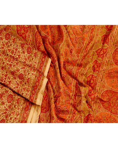 Sanskriti Vintage Sarees Brown 100% Pure Silk Printed Sari Craft 5 Yard Fabric, PR-63519-Brown-Pure Silk-2