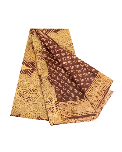 Sanskriti Vintage Sarees Indian Coffee-Brown Pure Silk Printed Sari Craft Fabric, PR-63551-Coffee-Brown-Pure Silk-6