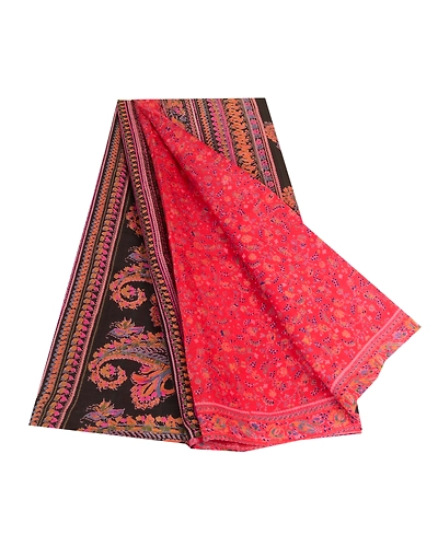 Sanskriti Vintage Sarees Red Indian Pure Silk Printed Sari Soft 5Yd Craft Fabric, PR-63557-Red-Pure Silk-6