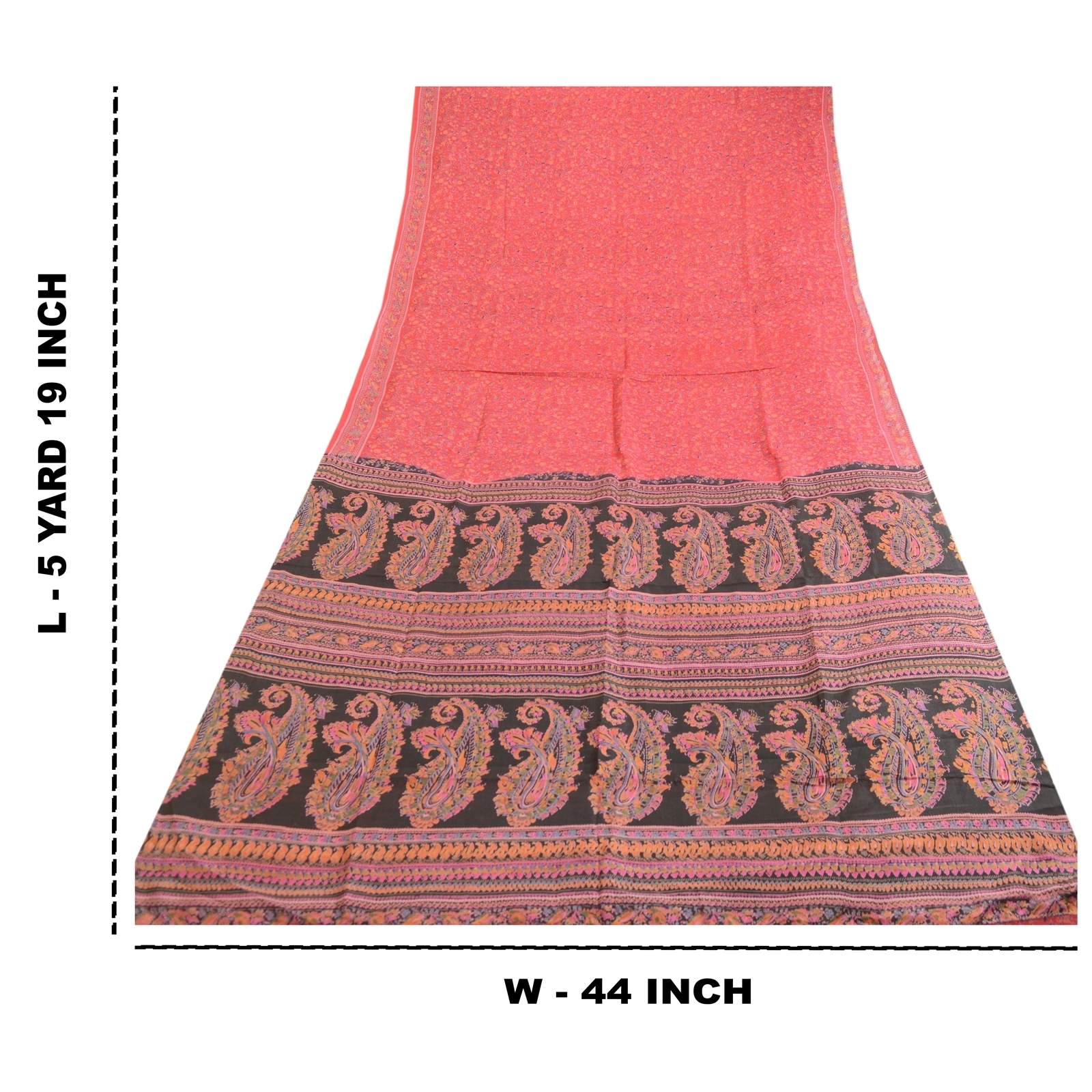 Sanskriti Vintage Sarees Red Indian Pure Silk Printed Sari Soft 5Yd Craft Fabric, PR-63557-Red-Pure Silk-8