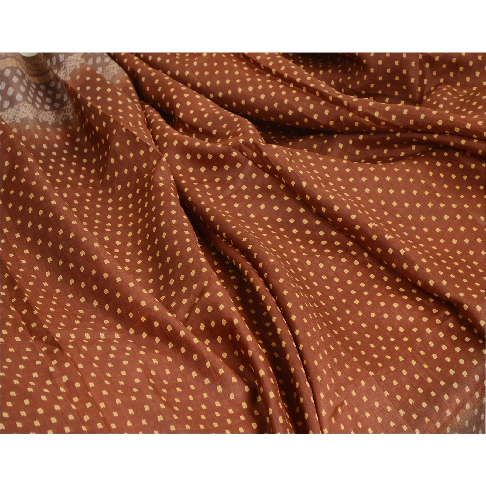 Sanskriti Vintage Sarees Coffee-Brown Indian Pure Silk Printed Sari Craft Fabric, PR-63559-Coffee-Brown-Pure Silk-1