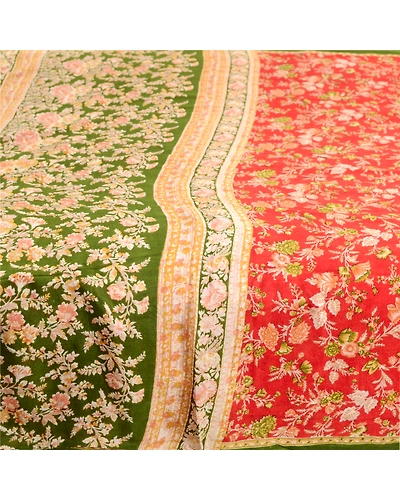 Sanskriti Vintage Sarees From India Red Pure Silk Printed Sari Soft Craft Fabric, PR-63572-Red-Pure Silk-3