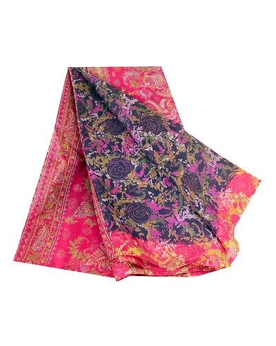 Sanskriti Vintage Sarees Blue Indian Pure Silk Printed Sari Floral Craft Fabric, PR-63579-Blue-Pure Silk-7