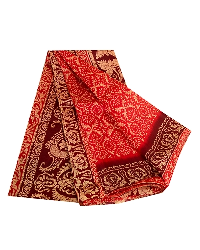 Sanskriti Vintage Sarees Indian Red 100% Pure Silk Printed Sari 5Yd Craft Fabric, PR-63589-Red-Pure Silk-6