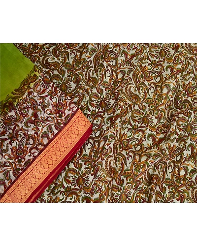 Sanskriti Vintage Sarees From India Green Printed Pure Silk Sari Craft Fabric, PR-63597-Green-Pure Silk-1