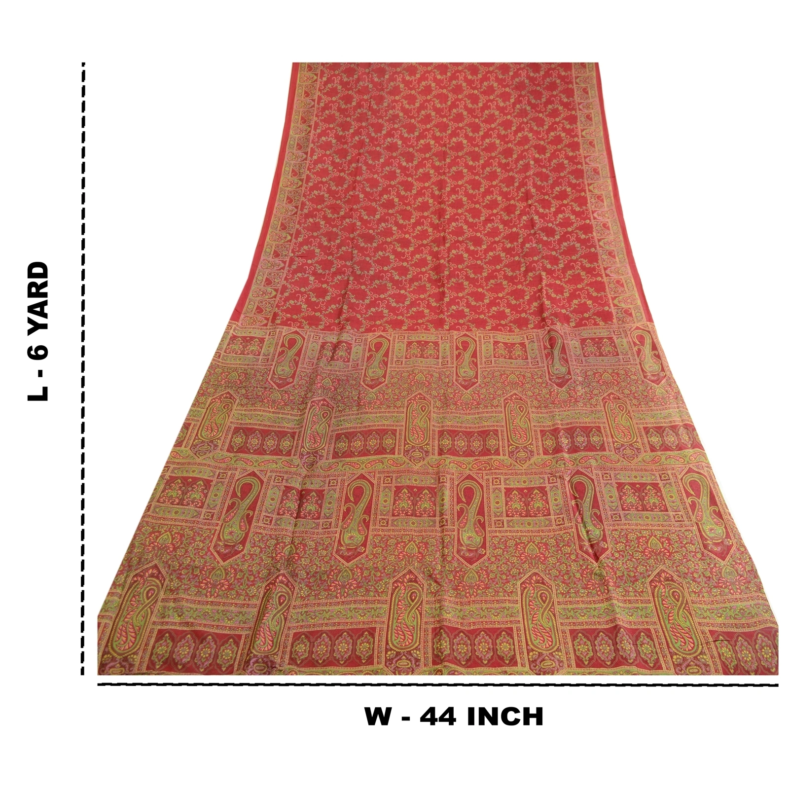 Sanskriti Vintage Sarees Dark Red Pure Silk Printed Sari Floral 5Yd Craft Fabric, PR-63599-Dark Red-Pure Silk-8