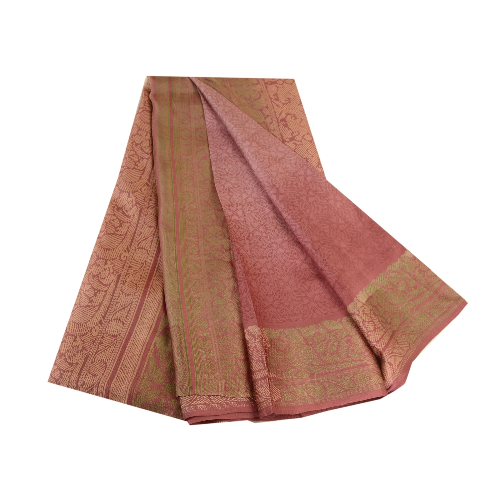 Sanskriti Vintage Sarees From Indian Mauve Printed Pure Silk Sari Craft Fabric, PR-63652-Mauve-Pure Silk-6