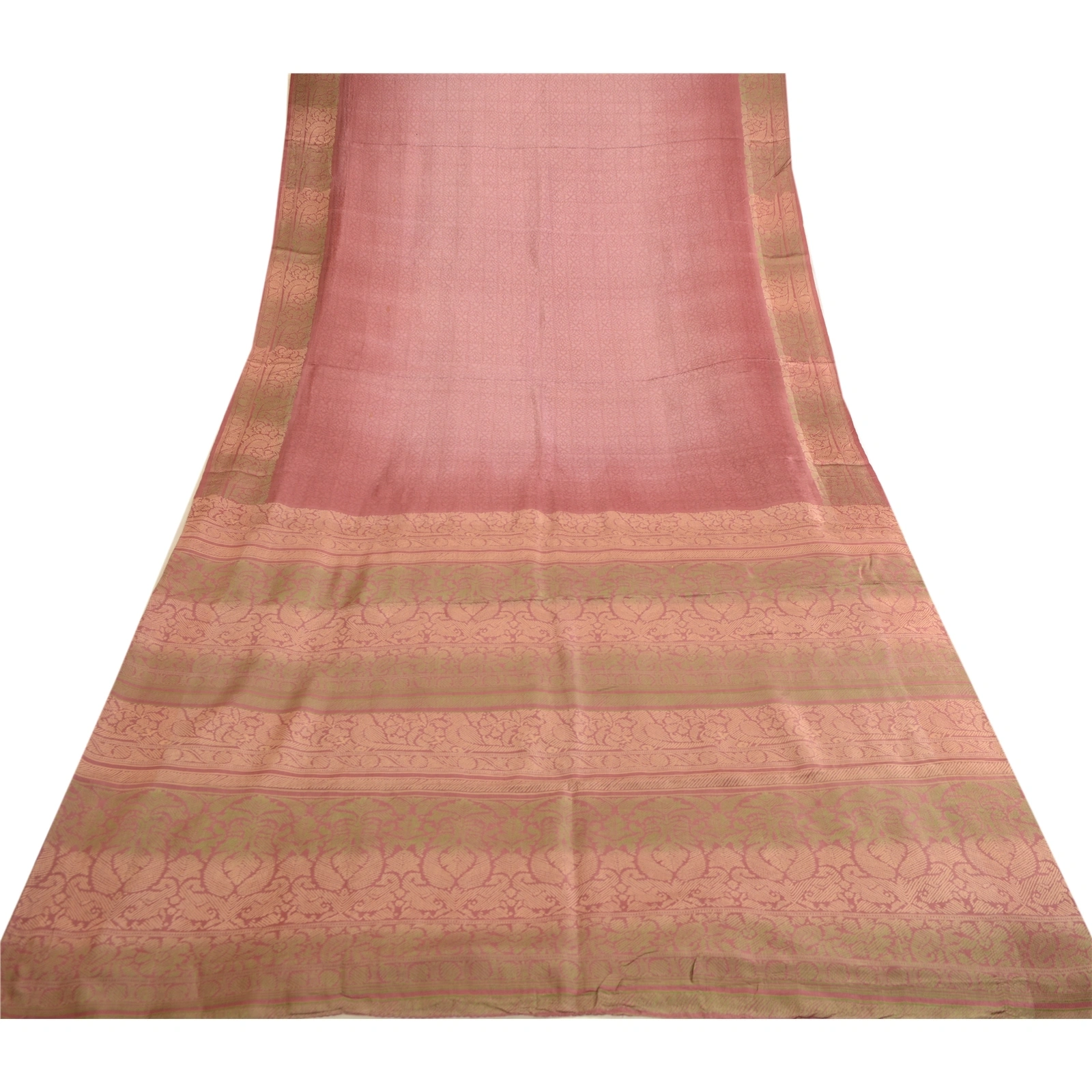 Sanskriti Vintage Sarees From Indian Mauve Printed Pure Silk Sari Craft Fabric, PR-63652-Mauve-Pure Silk-7