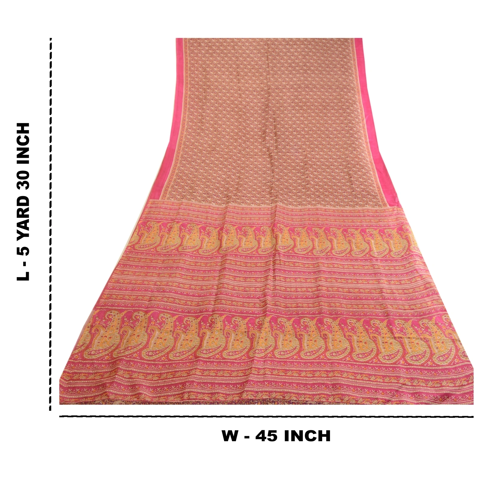 Sanskriti Vintage Sarees Hot-Pink Printed Pure Silk Sari 5Yd Floral Craft Fabric, PR-63680-Pink-Pure Silk-8