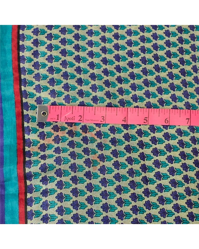 Sanskriti Vintage Sarees From India Blue Printed Pure Silk Sari 5Yd Craft Fabric, PR-63710-Blue-Pure Silk-1