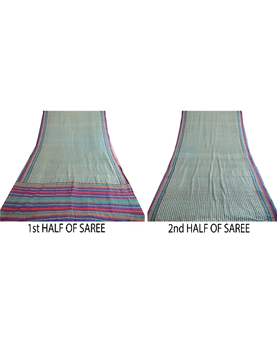 Sanskriti Vintage Sarees From India Blue Printed Pure Silk Sari 5Yd Craft Fabric, PR-63710-Blue-Pure Silk-5