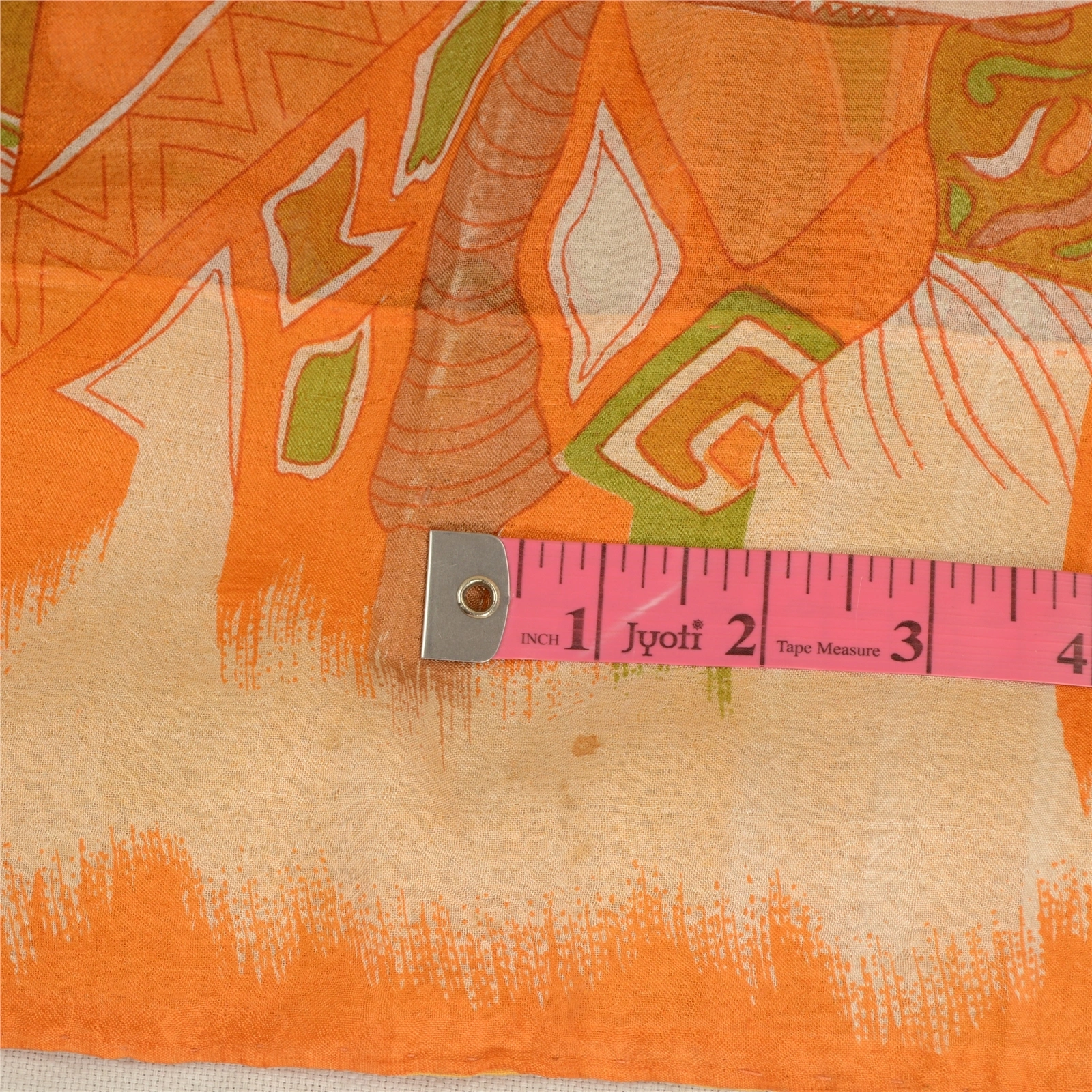 Sanskriti Vintage Sarees Orange Indian Printed 100% Pure Silk Sari Craft Fabric, PR-63714-Orange-Pure Silk-1