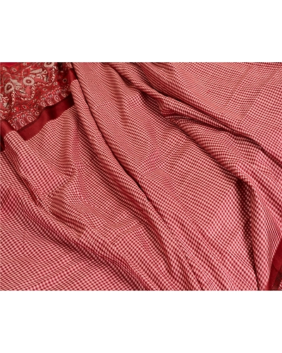 Sanskriti Vintage Sarees Dark Red Human Printed Pure Silk Sari Soft Craft Fabric, PR-63718-Dark Red-Pure Silk-7