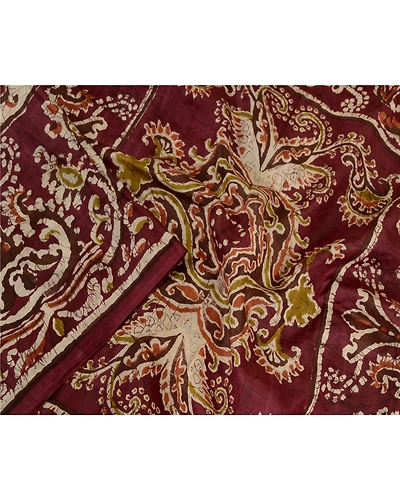 Sanskriti Vintage Sarees Purple From India Printed Pure Silk Sari Craft Fabric, PR-63721-Purple-Pure Silk-1