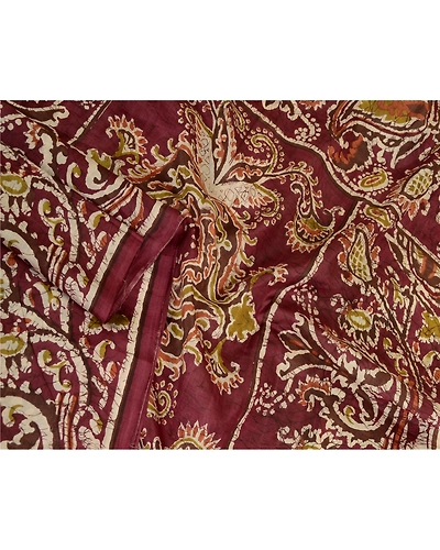 Sanskriti Vintage Sarees Purple From India Printed Pure Silk Sari Craft Fabric, PR-63721-Purple-Pure Silk-2