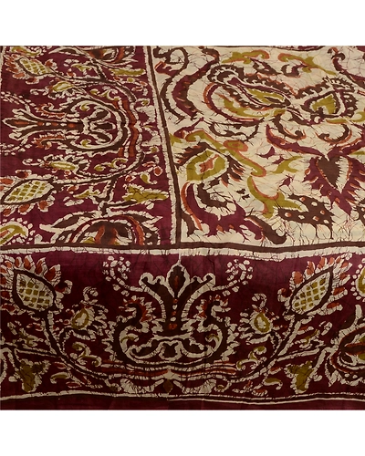 Sanskriti Vintage Sarees Purple From India Printed Pure Silk Sari Craft Fabric, PR-63721-Purple-Pure Silk-3