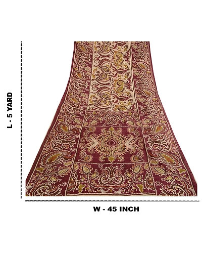 Sanskriti Vintage Sarees Purple From India Printed Pure Silk Sari Craft Fabric, PR-63721-Purple-Pure Silk-9