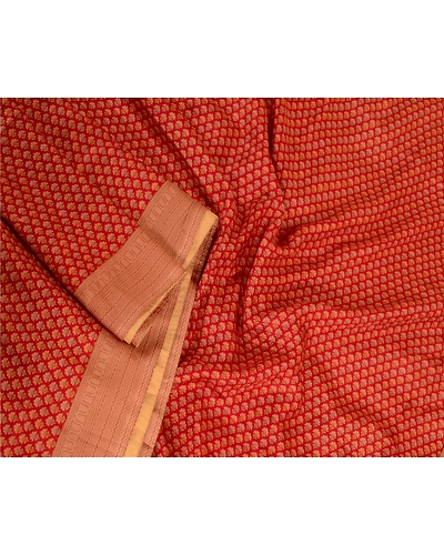 Sanskriti Vintage Sarees Dark Red Indian Printed Pure Silk Sari 5Yd Craft Fabric, PR-63726-Dark Red-Pure Silk-2