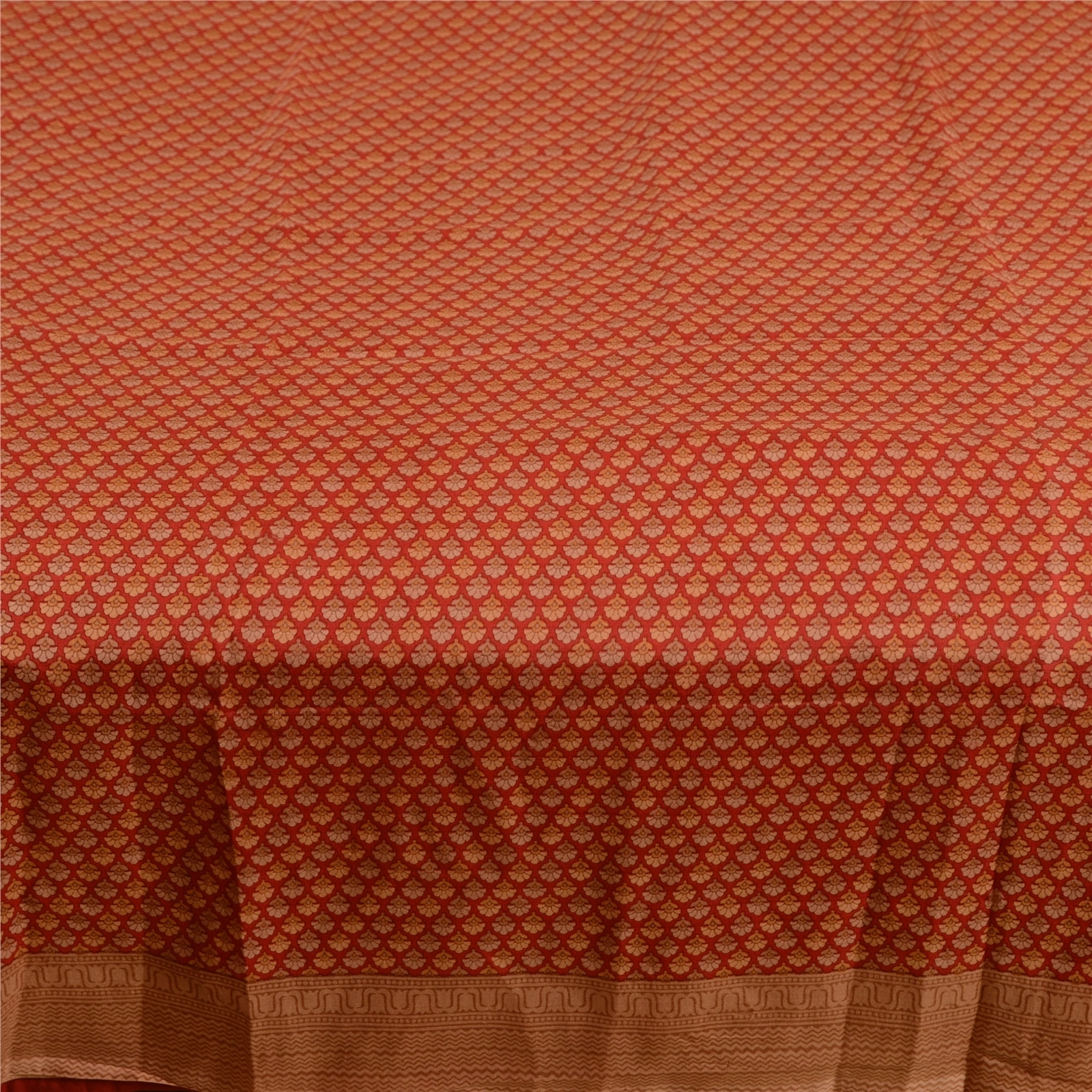 Sanskriti Vintage Sarees Dark Red Indian Printed Pure Silk Sari 5Yd Craft Fabric, PR-63726-Dark Red-Pure Silk-3