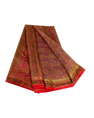 Sanskriti Vintage Sarees Yellow Indian Printed Pure Silk Sari 5Yd Craft Fabric, PR-63731-Yellow-Pure Silk-6