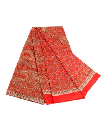 Sanskriti Vintage Sarees From India Red Printed Pure Silk Sari 5Yd Craft Fabric, PR-63734-Red-Pure Silk-6