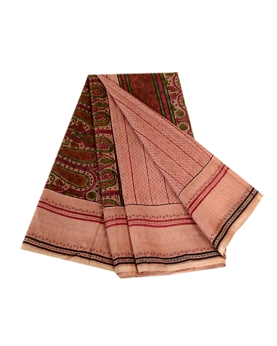 Sanskriti Vintage Sarees Light Pink Pure Silk Printed Sari Floral Craft Fabric, PR-63735-Light Pink-Pure Silk-6