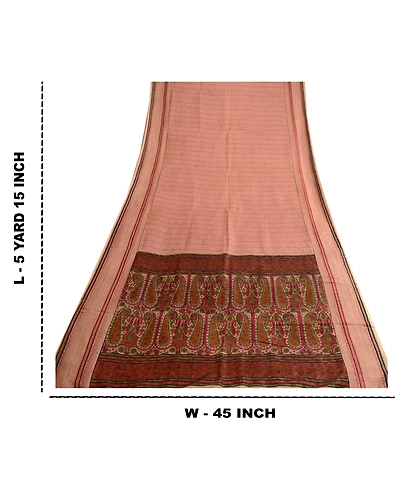 Sanskriti Vintage Sarees Light Pink Pure Silk Printed Sari Floral Craft Fabric, PR-63735-Light Pink-Pure Silk-8