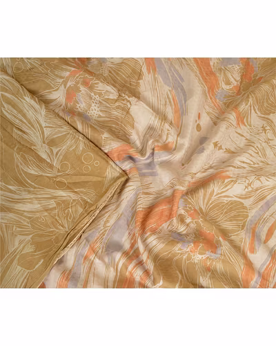 Sanskriti Vintage Sarees Green 100% Pure Silk Printed Sari Floral Craft Fabric, PR-63736-Shades Of Green-Pure Silk-2