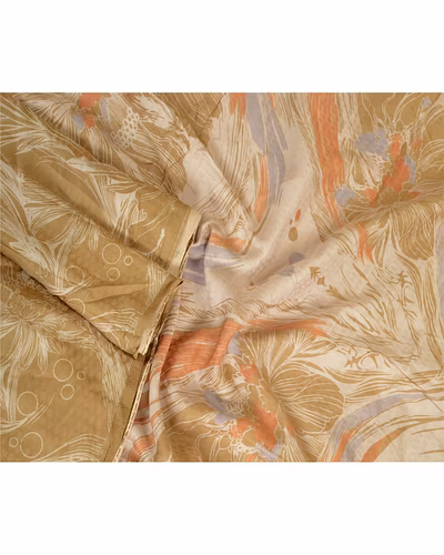Sanskriti Vintage Sarees Green 100% Pure Silk Printed Sari Floral Craft Fabric, PR-63736-Shades Of Green-Pure Silk-3