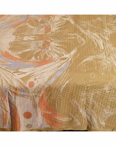 Sanskriti Vintage Sarees Green 100% Pure Silk Printed Sari Floral Craft Fabric, PR-63736-Shades Of Green-Pure Silk-4