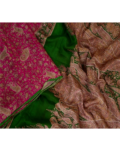 Sanskriti Vintage Sarees Pink Pure Silk Printed Sari Floral Soft Craft Fabric, PR-63752-Pink-Pure Silk-1