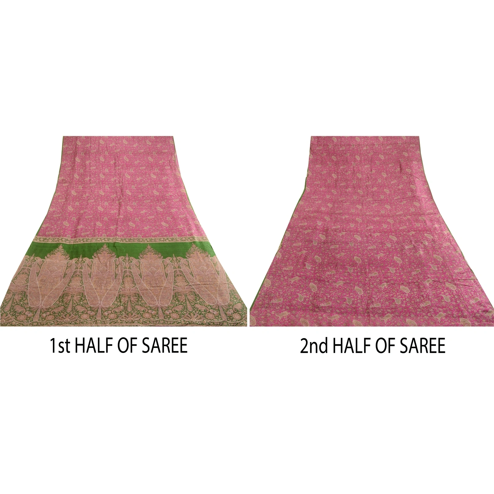 Sanskriti Vintage Sarees Pink Pure Silk Printed Sari Floral Soft Craft Fabric, PR-63752-Pink-Pure Silk-4