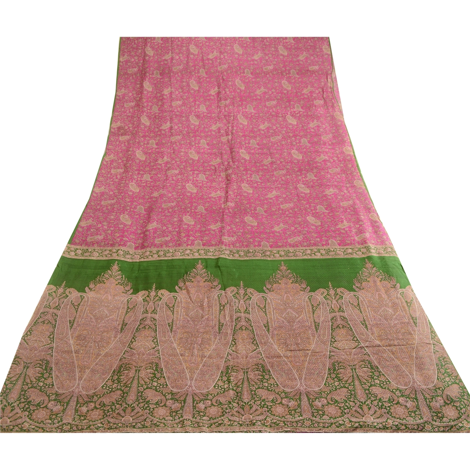 Sanskriti Vintage Sarees Pink Pure Silk Printed Sari Floral Soft Craft Fabric, PR-63752-Pink-Pure Silk-8